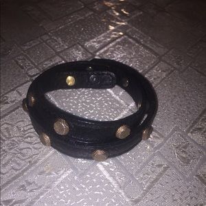 Black/gold studded wrap bracelet