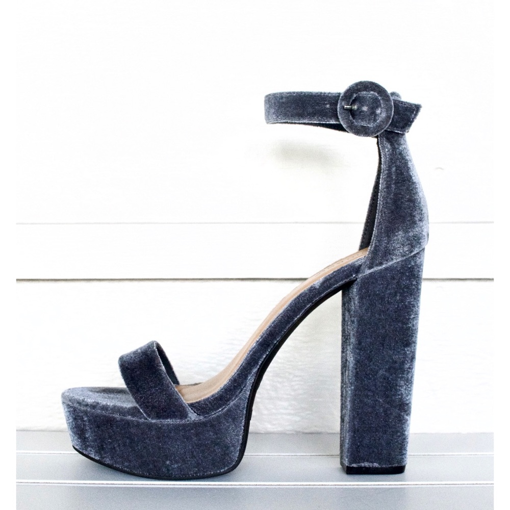 Velvet Chunky Platform Heels