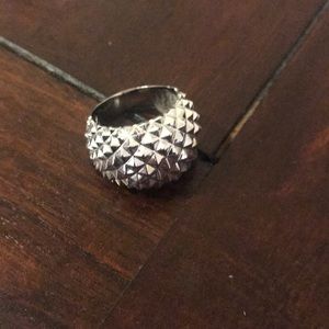 Silver spiked ring