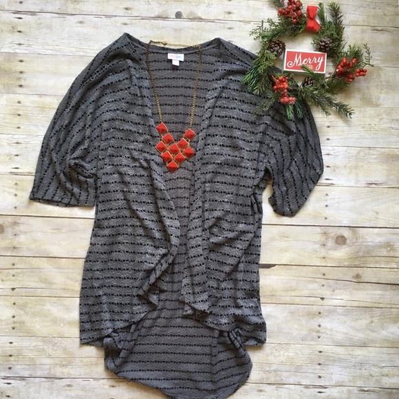 Lularoe Black & Gray Lindsay kimono cardigan - Picture 4 of 4
