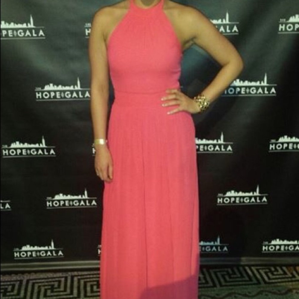 Pink Tie back Halter Gown