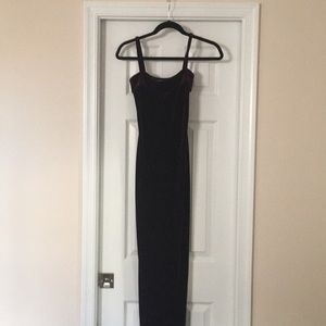 Velvet floor length spaghetti strap dress