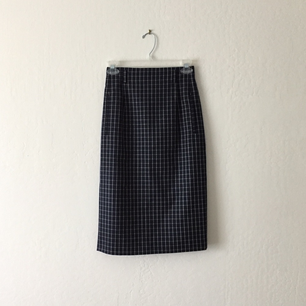 Ellen Tracy - Navy windowpane wool pencil skirt, 2