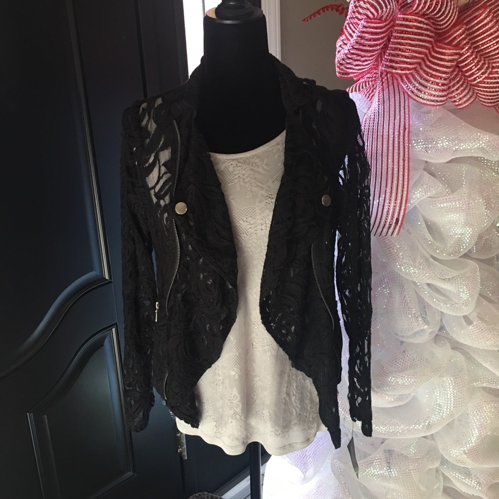All black lace jacket with or without lace tank