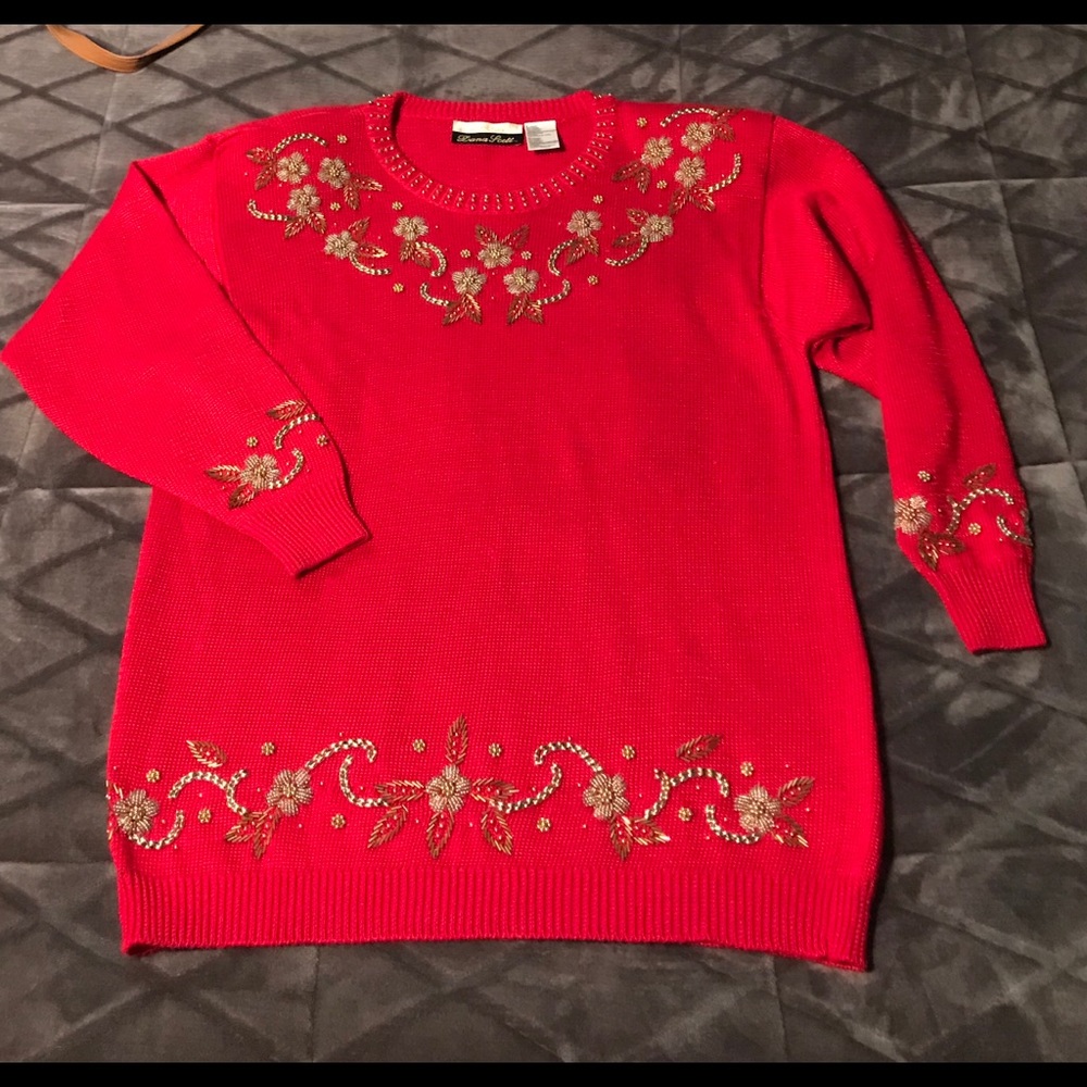 Dana Scott Vintage Beaded Christmas Sweater