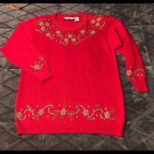 Dana Scott Vintage Beaded Christmas Sweater