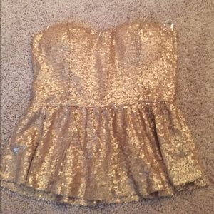 Gold Sequin Peplum Top