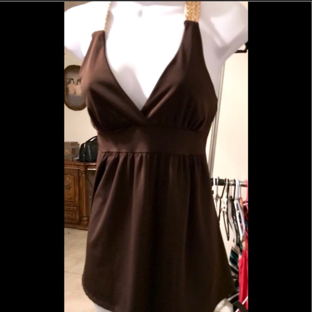 Brown and gold tank top