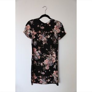 Black floral mini dress