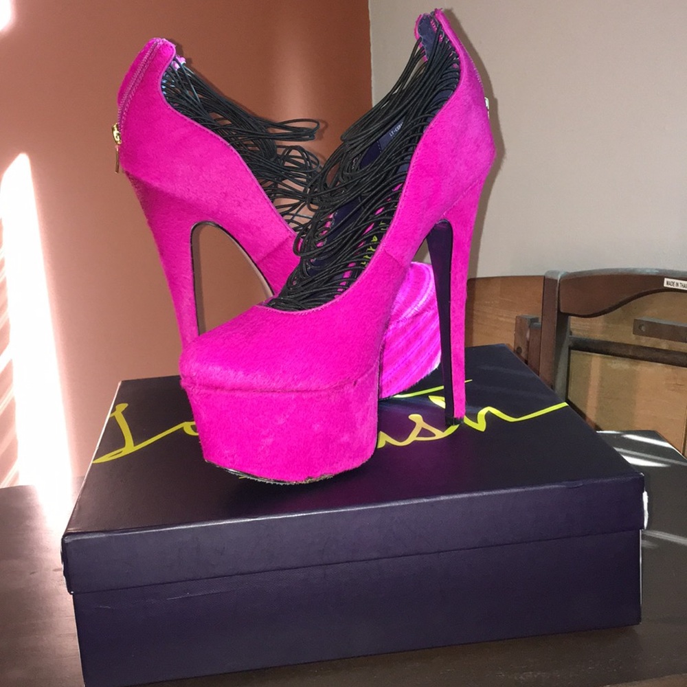 Hot Pink London Trash Platform Pumps