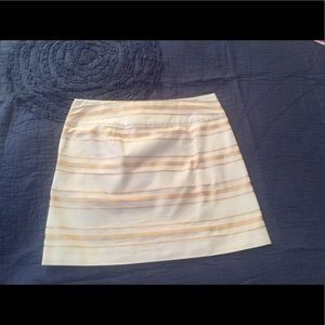 Jcrew white and gold mini skirt, size 2