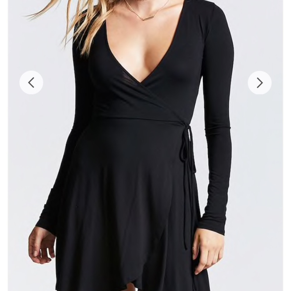 Mock wrap dress in black