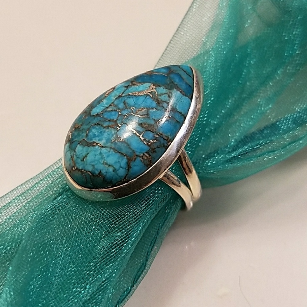 Sterling Silver turquoise mosaic ring