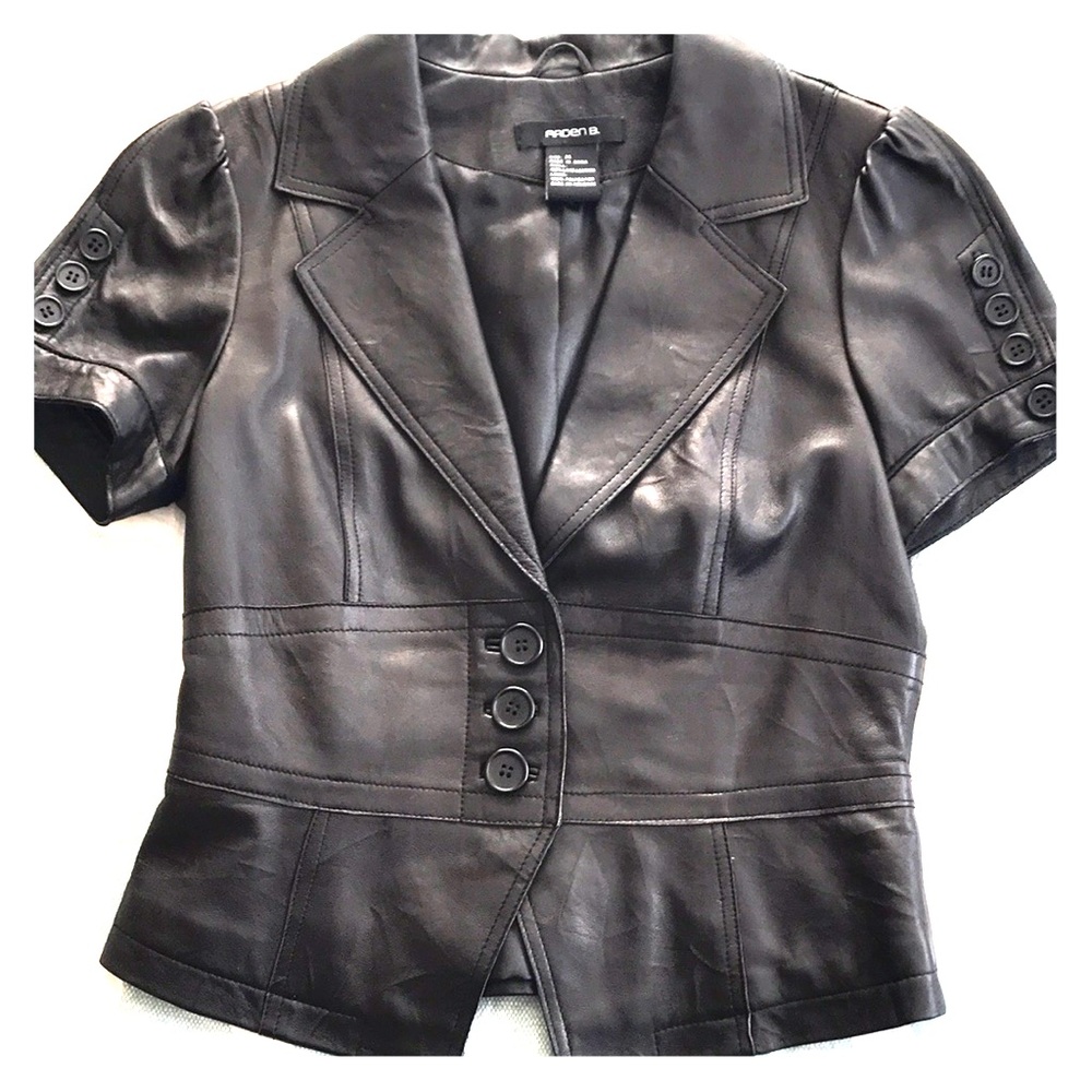 Arden B black leather vest/jacket