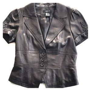 Arden B black leather vest/jacket