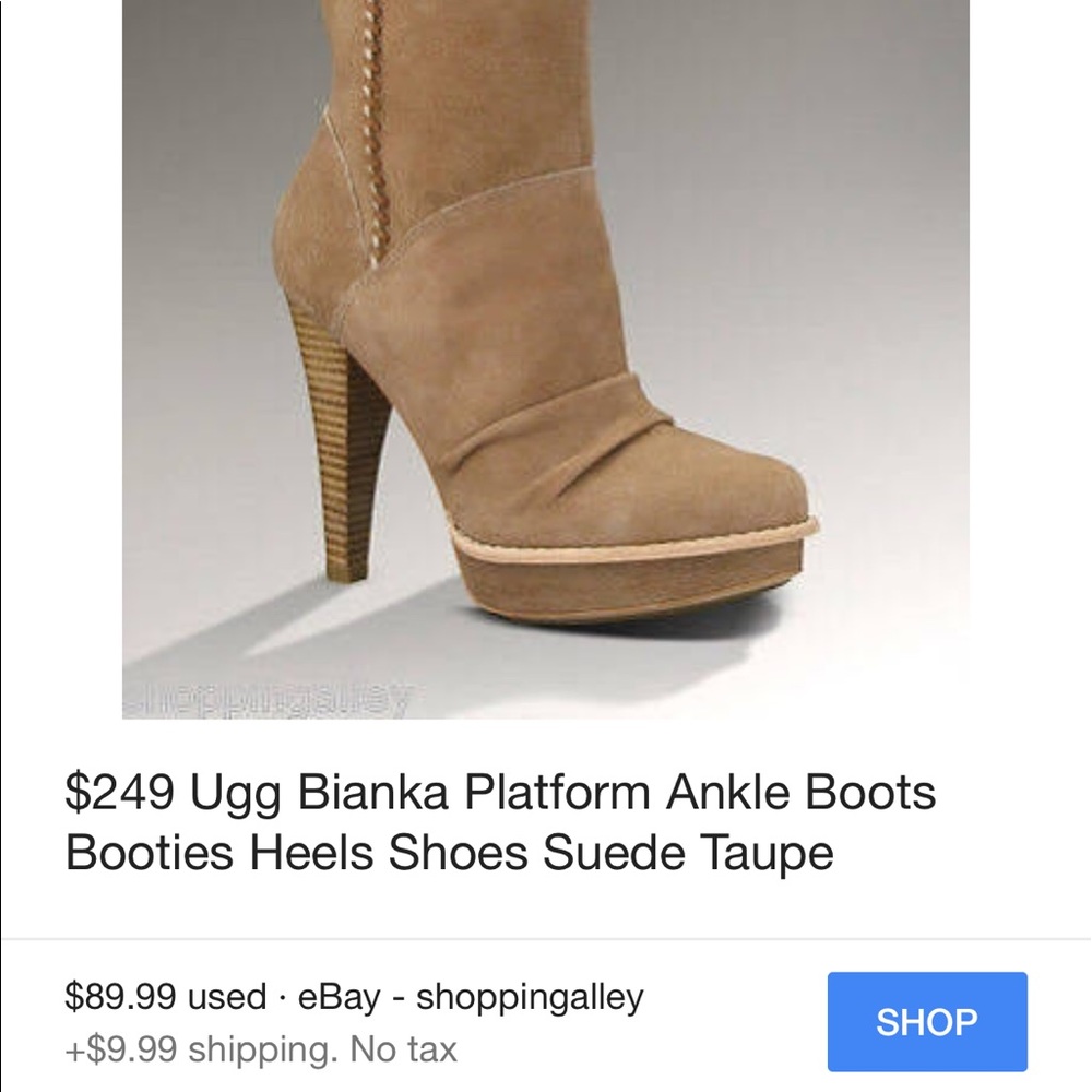 taupe UGG highs heels platform boots