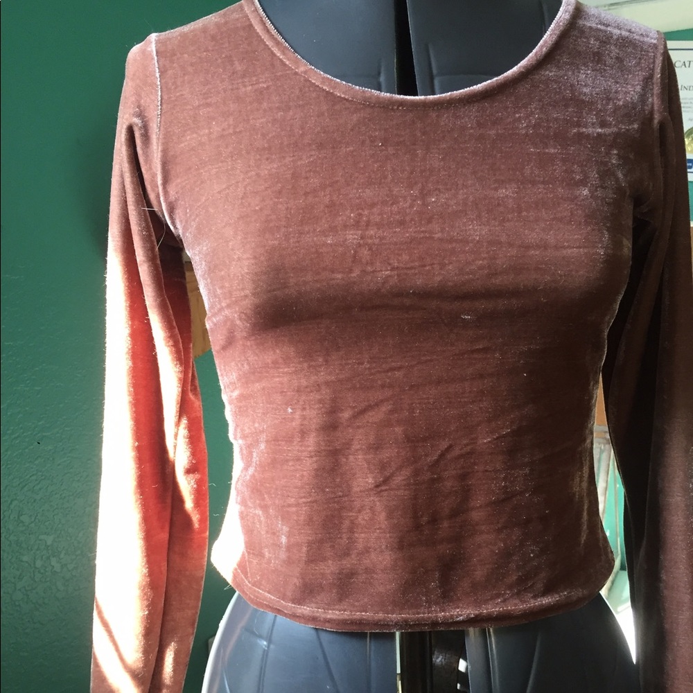 Forever 21 rose gold velvet crop top