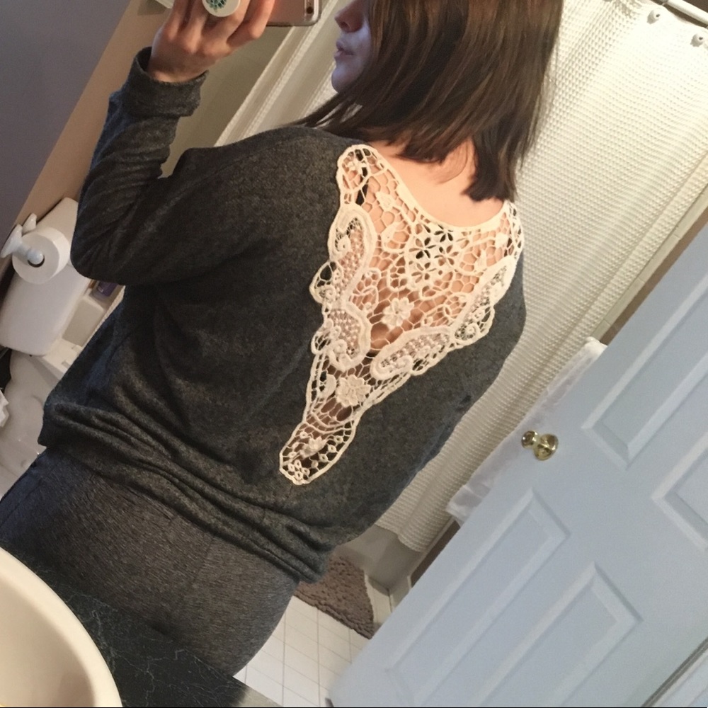 Lace Back Crewneck