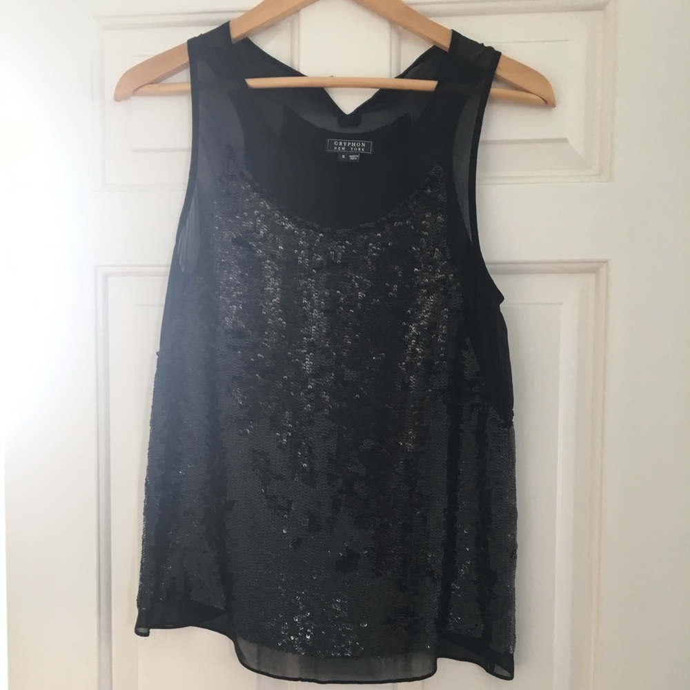 Sequin Silk Tank Top