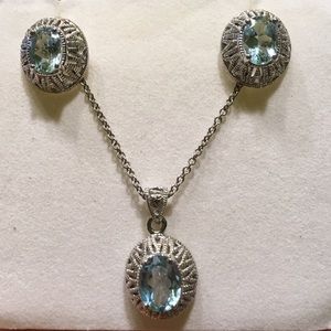 Silver Necklace with Earrings 18”