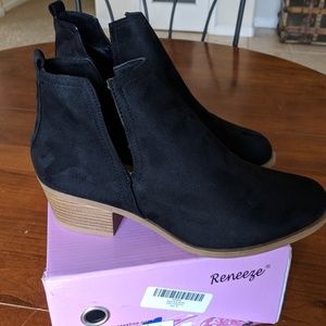 New Black faux suede booties Size 10