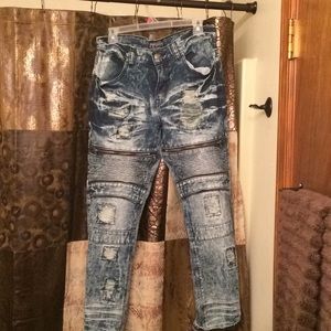 Tie dye moto jeans
