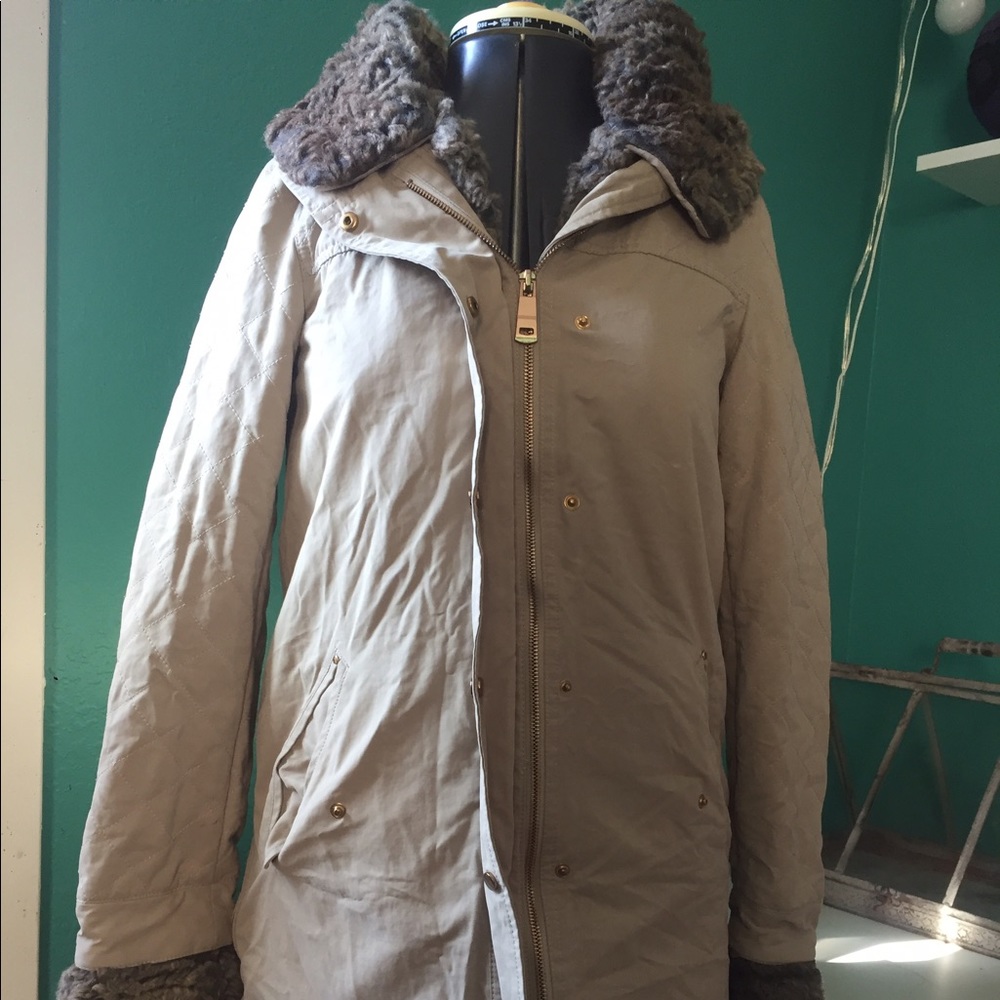 Zara coat with faux fur trim