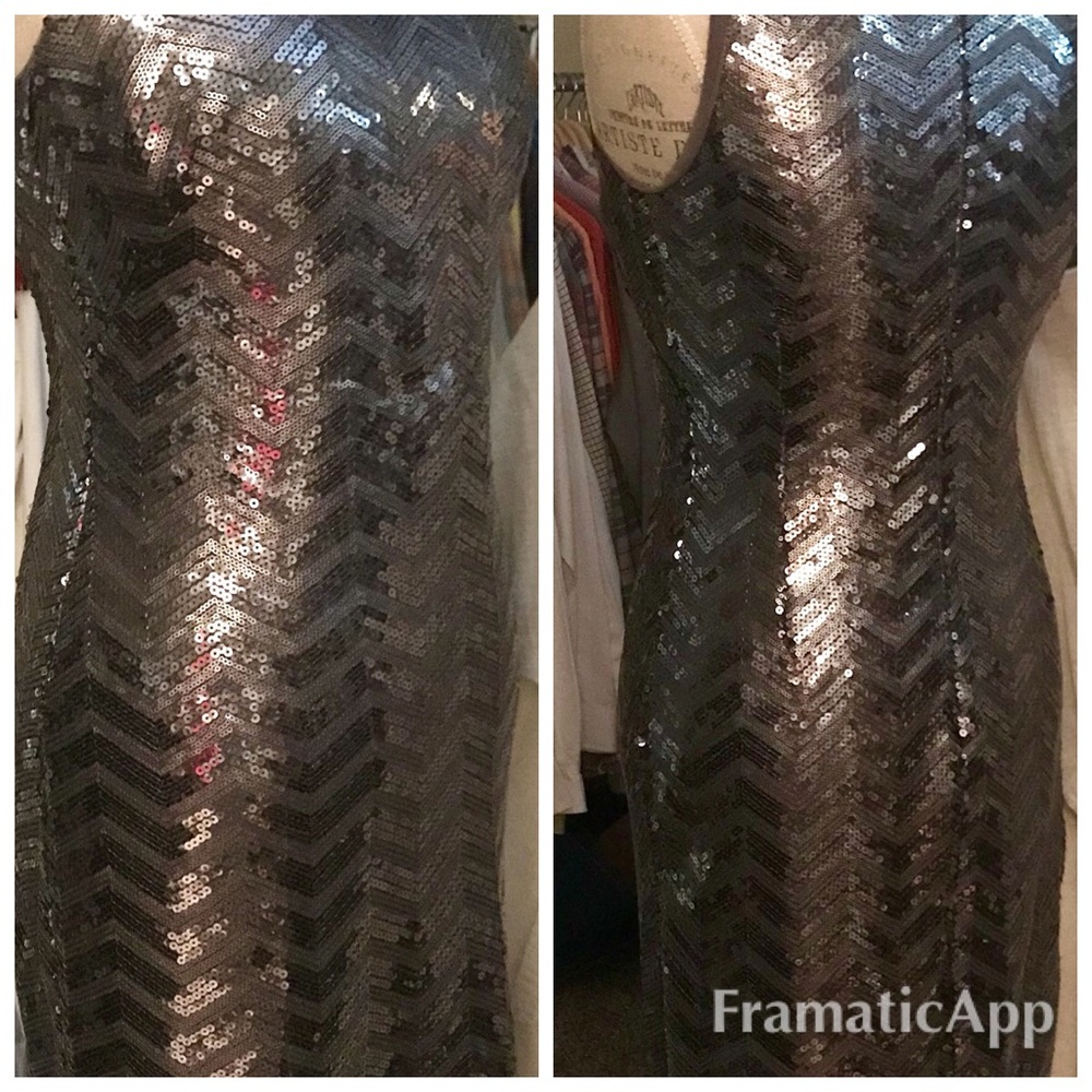 Ralph Lauren Evening Gunmetal Sequined Dress