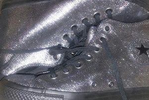 Silver and black glitter lux mid wedge converse