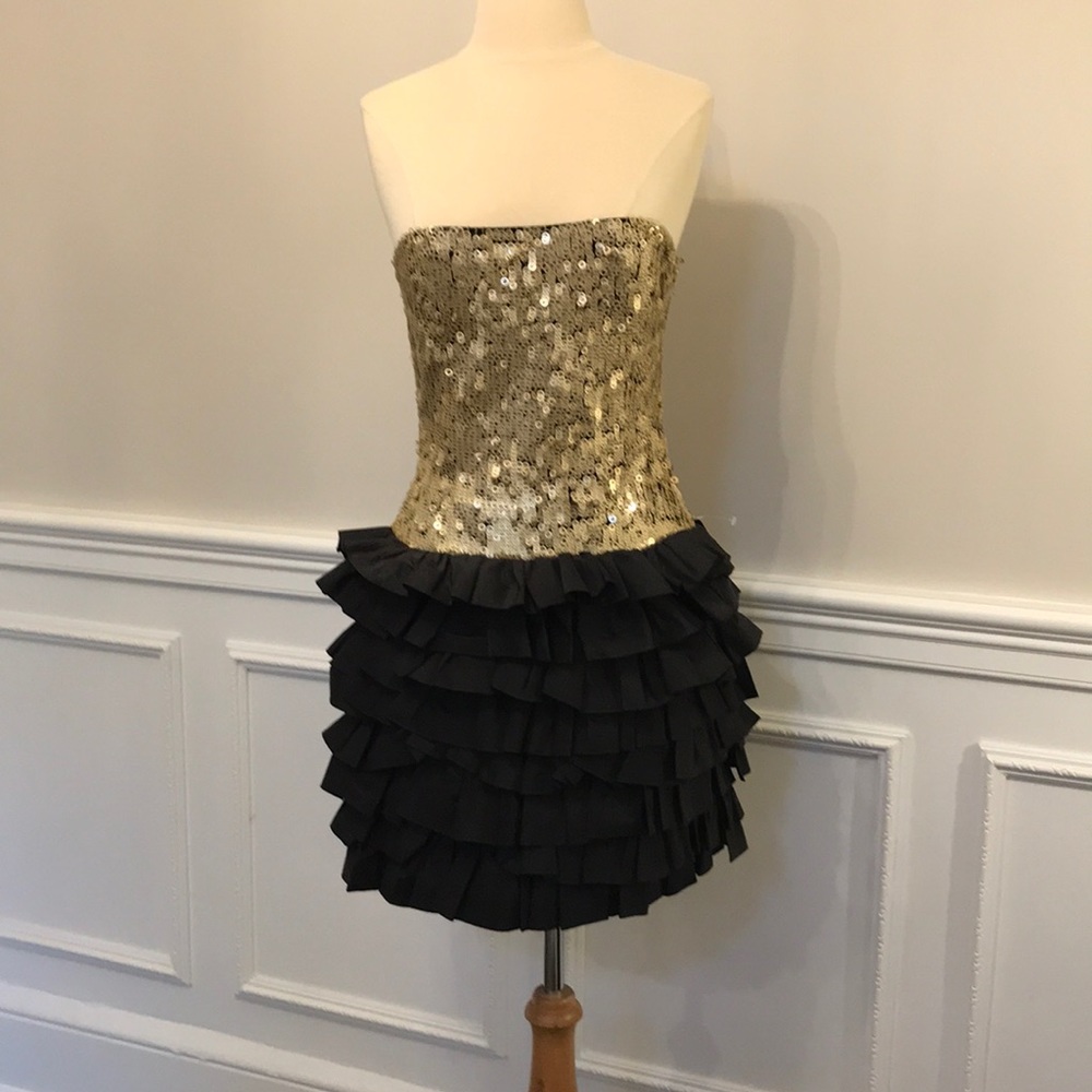 NWOT Robert Rodriguez Gold/Blk Sequin Minidress 2