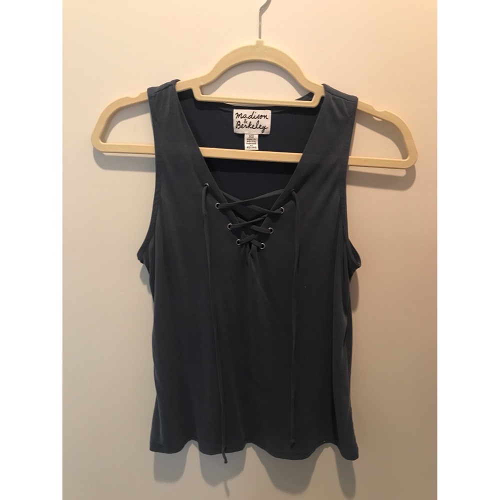 Lace-up tank top (bluish/grey color)