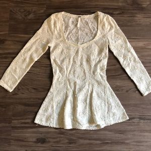 Free people peplum floral white top