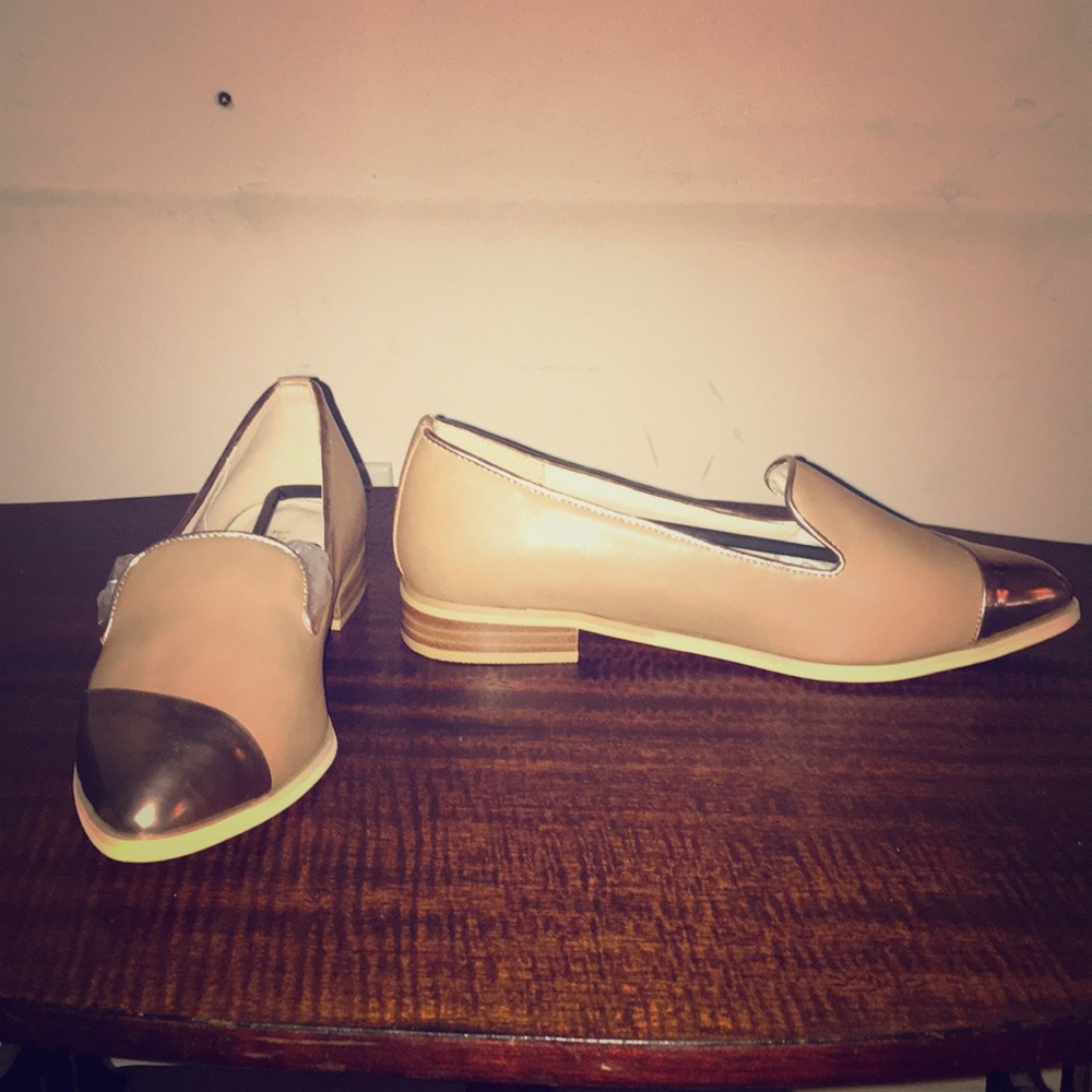 Beige and gold flats