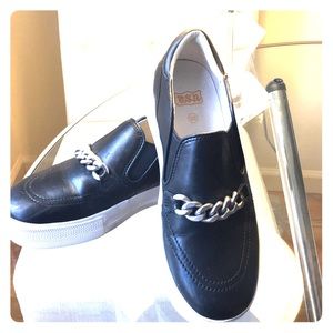 ASH silver chain black slip on sneakers- size 38