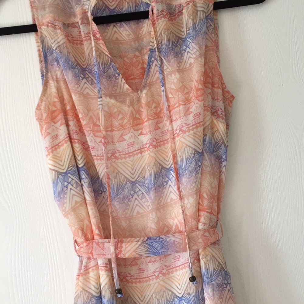 Peach and blue dress