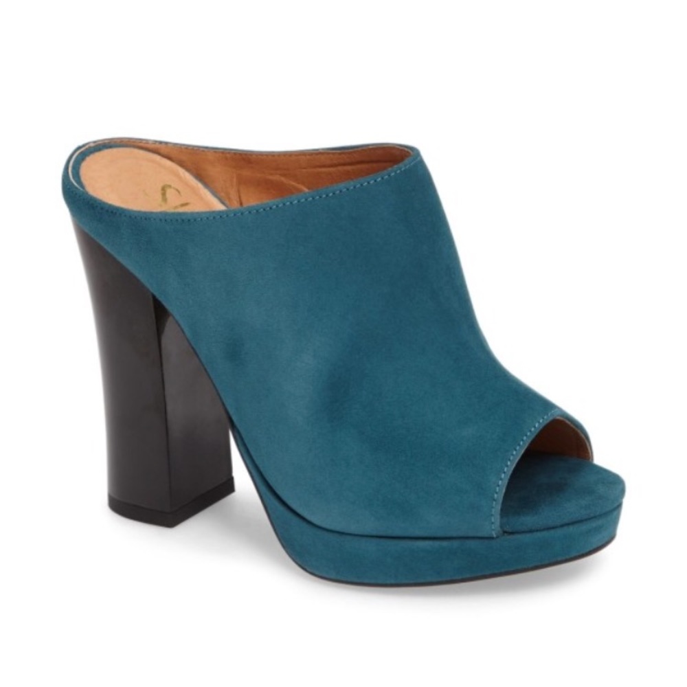Shellys of London- Teal Suede Mules