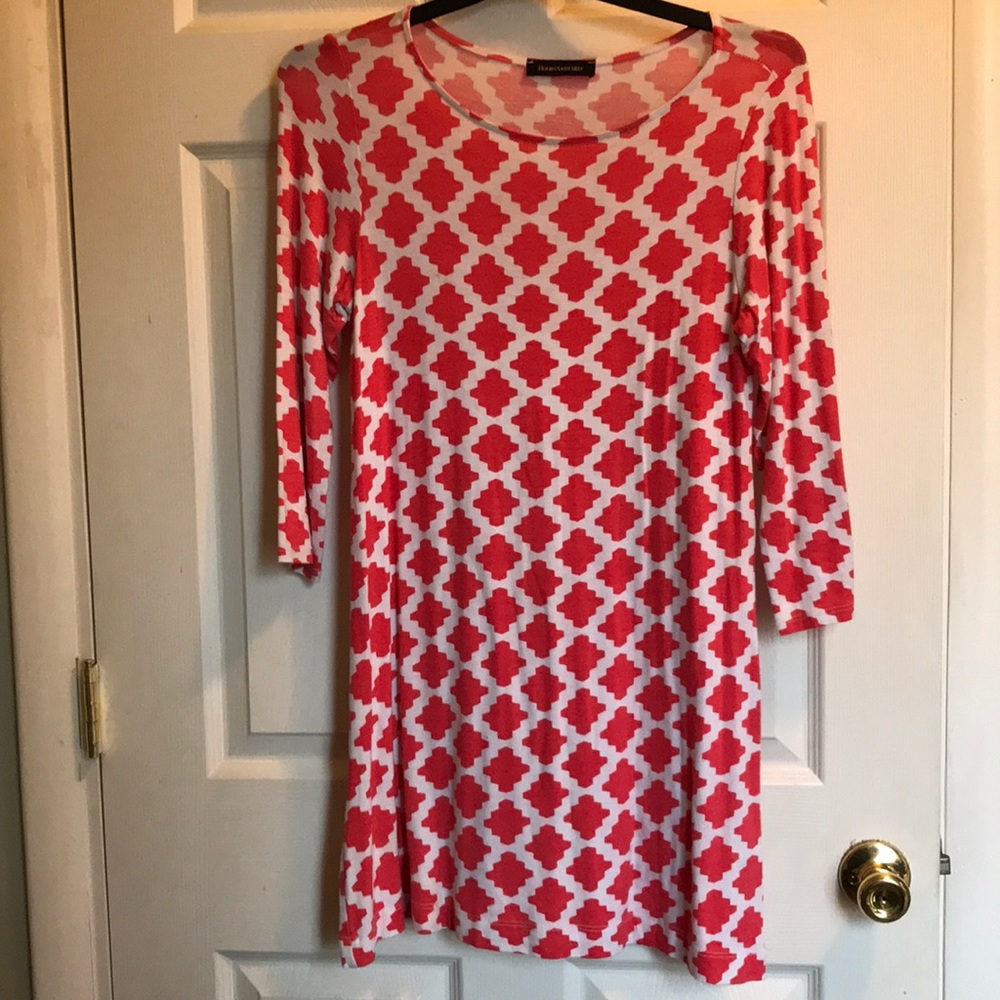 Peach and white patterned max dress