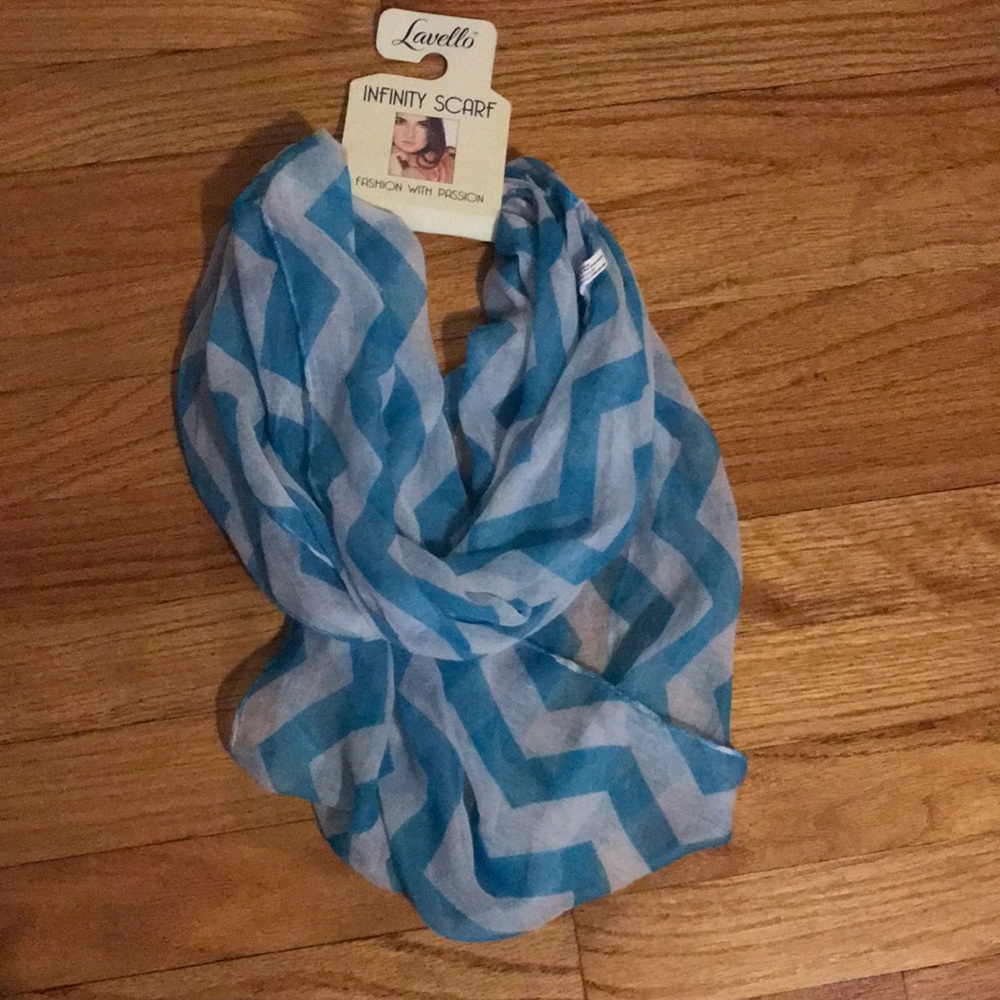Blue and White Chevron Infinity Scarf