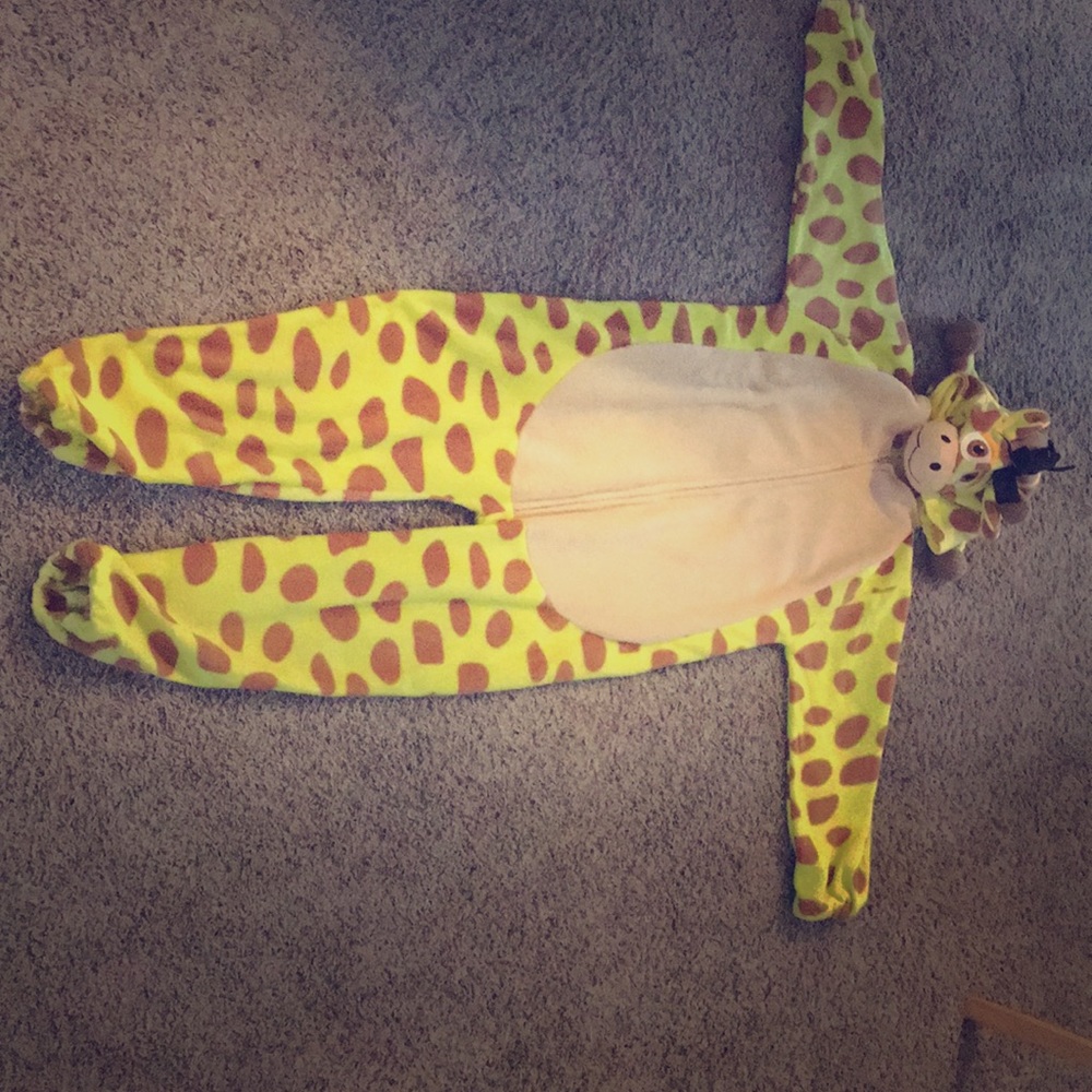 A giraffe onesie lightly used
