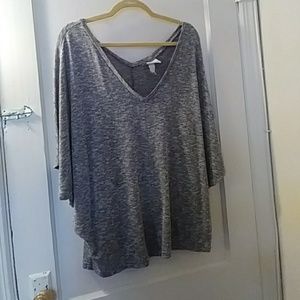 Gray Batwing Sleeve Top