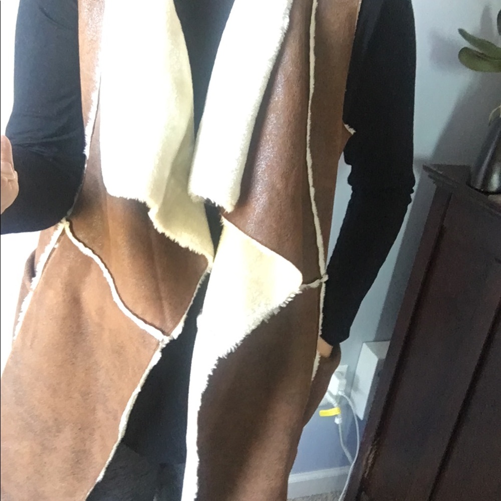 Anthropologie faux suede and fur shearling vest