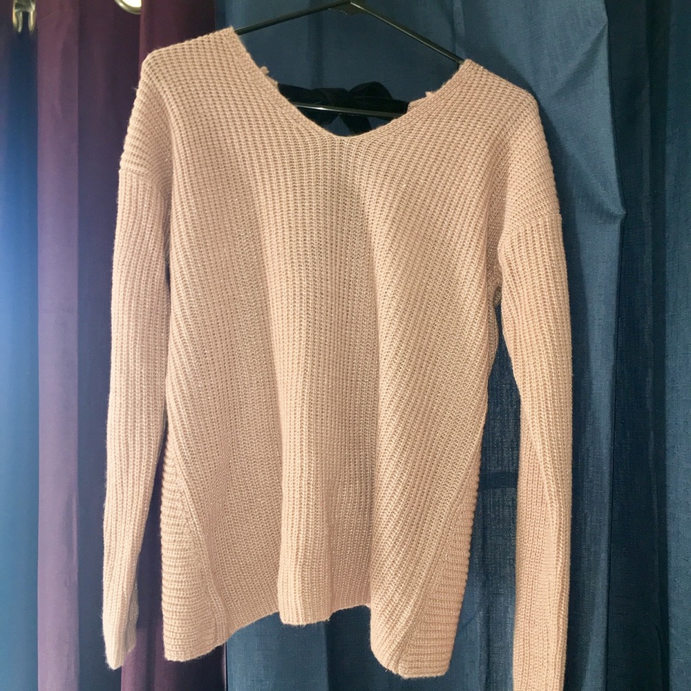 Pink-Mauve sweater // Criss-Cross back