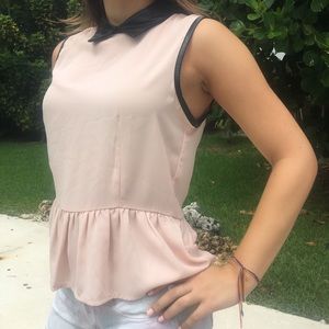 Forever 21 pink and faux leather top!