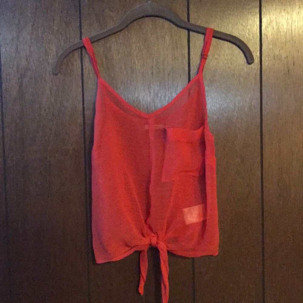 Sheer tie front crop top