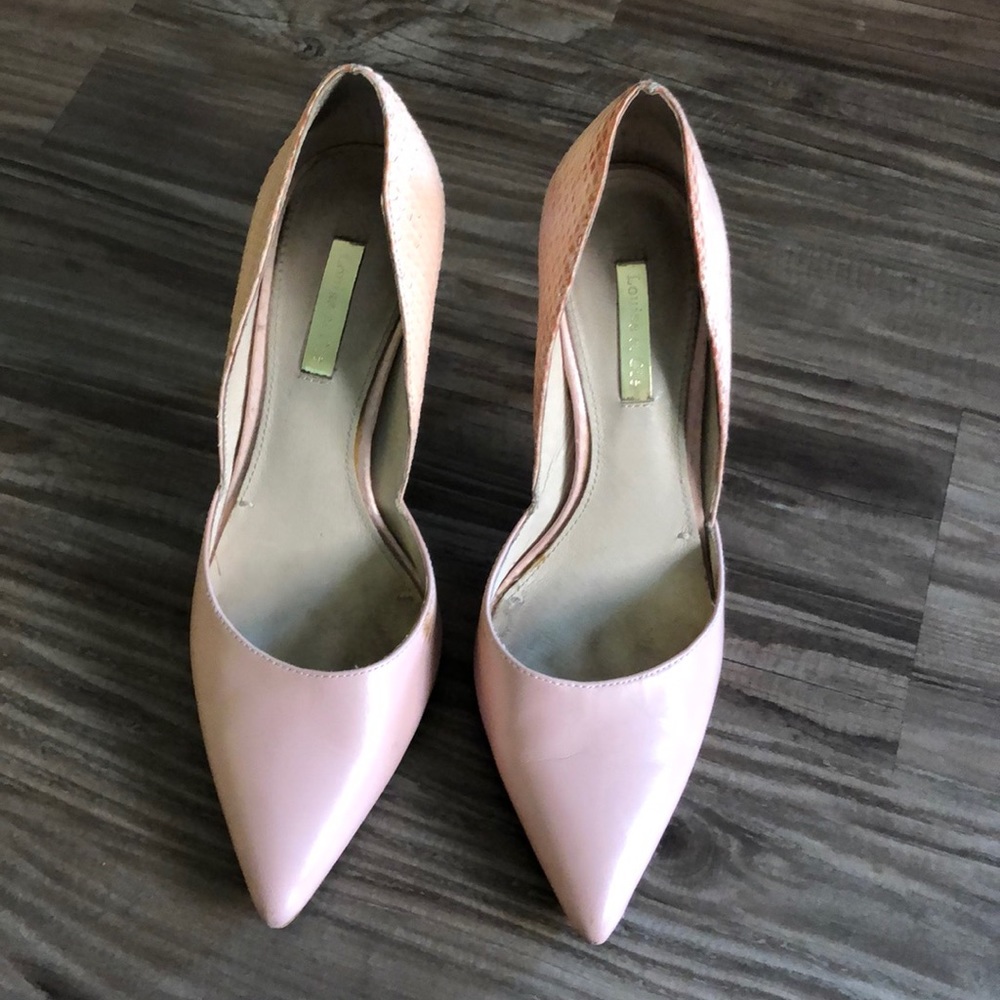 Louise et Cie pink leather/reptile skin pumps