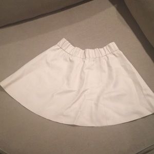 Club Monaco Cream leather a-line mini skirt