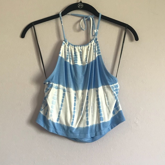 blue and white crop top tank - Picture 1 of 3