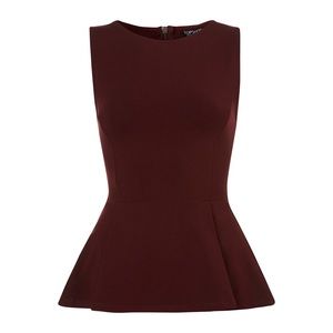 Topshop Maroon Peplum Shirt