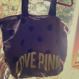 Large PINK polka dot tote bag