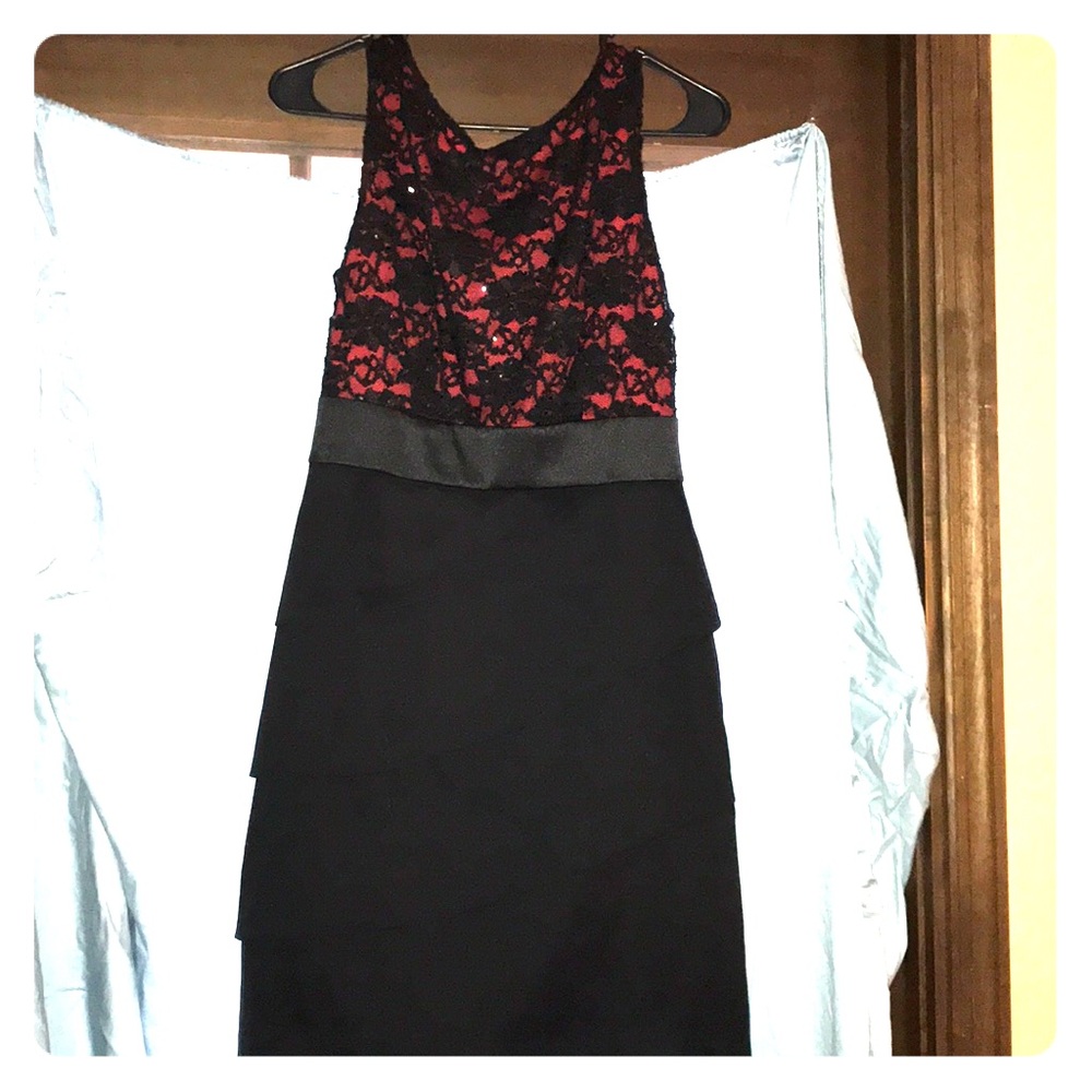 Red and Black Work Holiday Dress